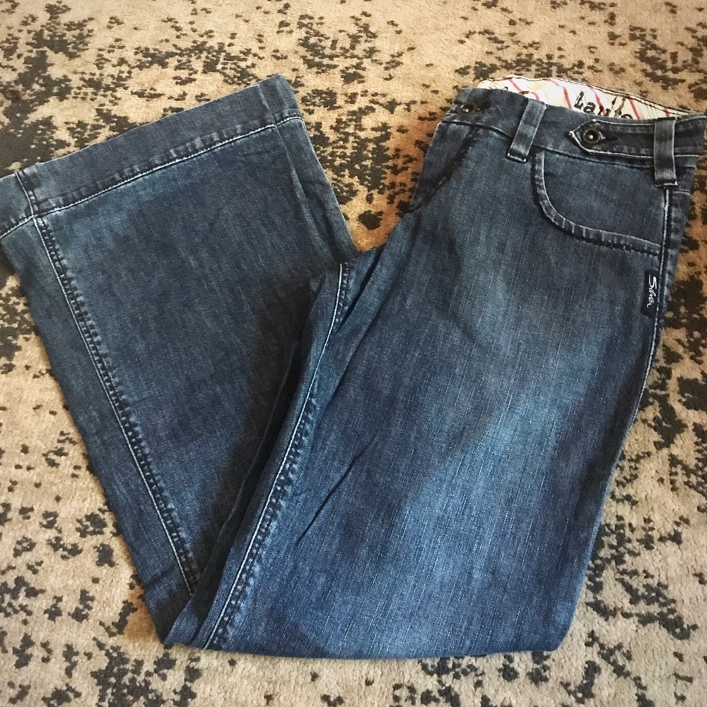 Silver Jeans Dark Blue Wide Leg Flare Jeans
